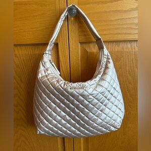 MZ Wallace Metallic Rose Gold Large Metro Shoulder Bag